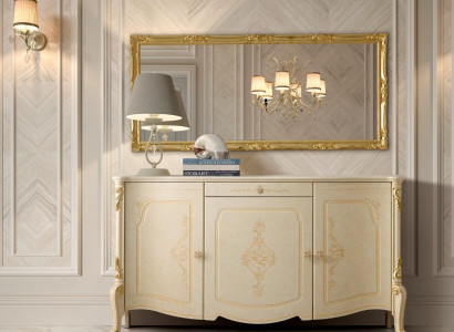 Sideboard Spiegel Anrichte Sideboard Holz Design Möbel Stil Kommode Set 2tlg.